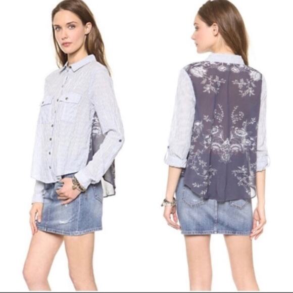 Free People Party in the Back Button Blouse Shirt size Small - Picture 2 of 9